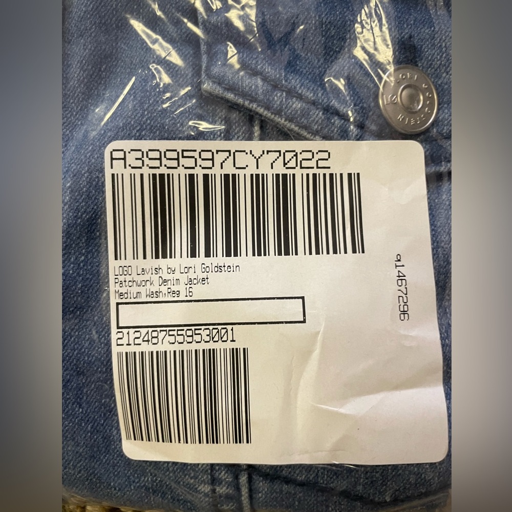 LOGO Lavish by Lori Goldstein Patchwork Denim Jacket A399597 QVC NWT 16 Reg - Picture 5 of 7